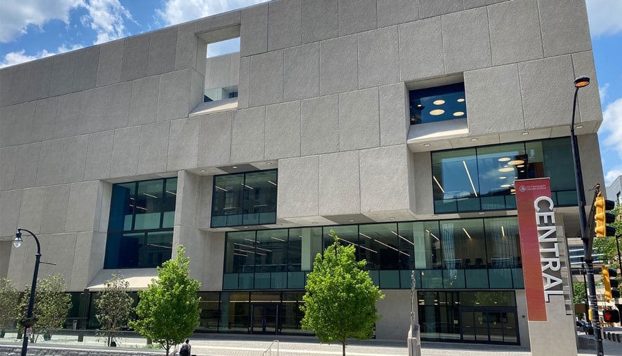 Exterior shot of the Fulton County's Central County Library